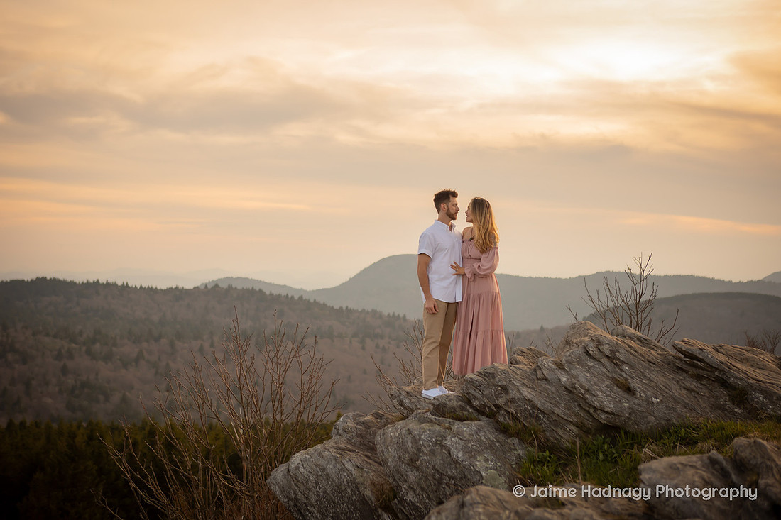Soft Flowy Bohemian Engagement Photos in the Mountains