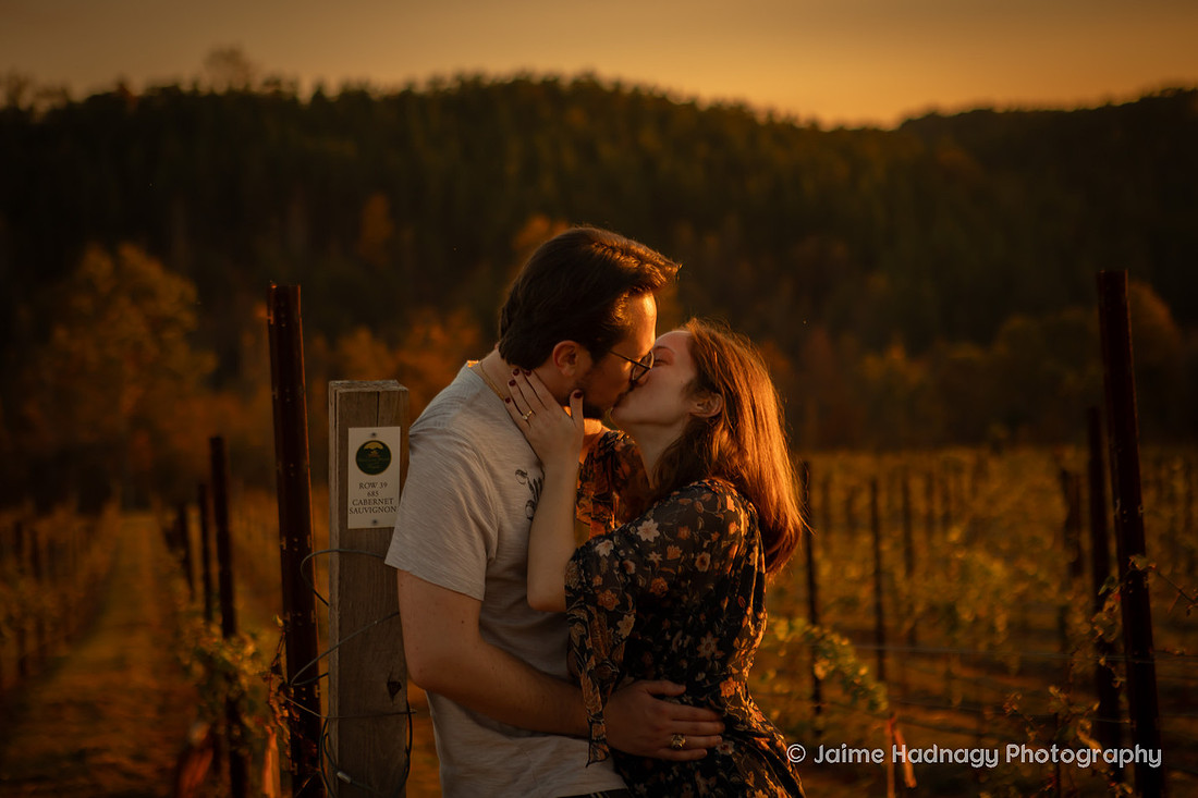 Sunset Engagement Photos at Mountain Brook Vineyards | Asheville Photographer