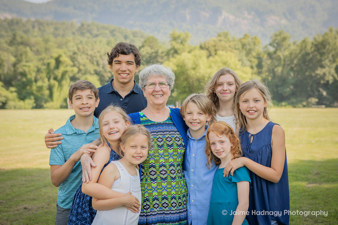 Portrait with Grandmother and Grandkids | Asheville Family Photographer