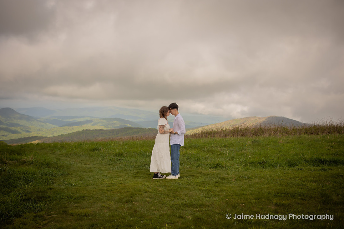 Playful Engagement Session in a field | Asheville Photographer