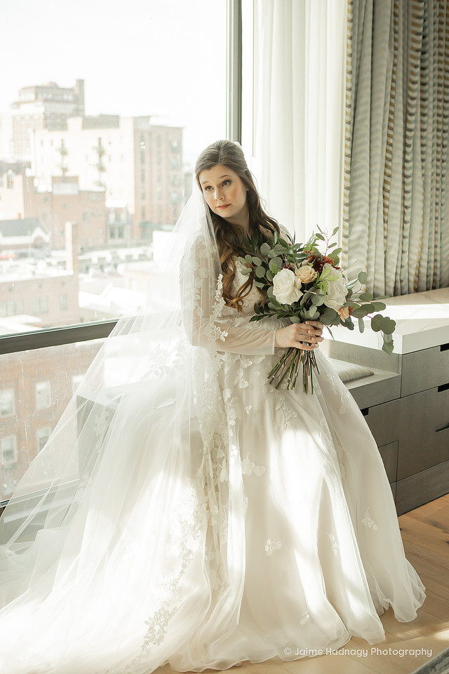 Getting Ready Bridal Portraits in Downtown Asheville
