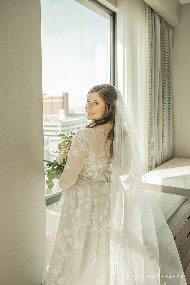 Getting Ready Bridal Portraits in Downtown Asheville
