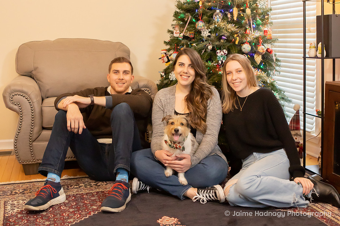 Family Photos In Front Of The Christmas Tree | Asheville Photographer
