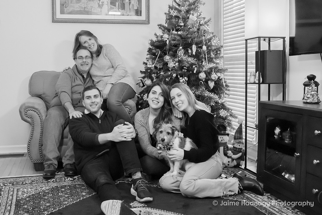 Family Photos In Front Of The Christmas Tree | Asheville Photographer