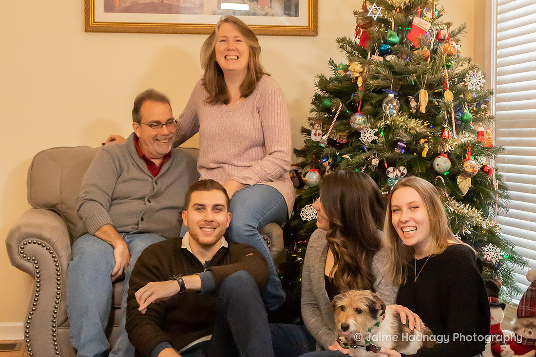 Family Photos In Front Of The Christmas Tree | Asheville Photographer
