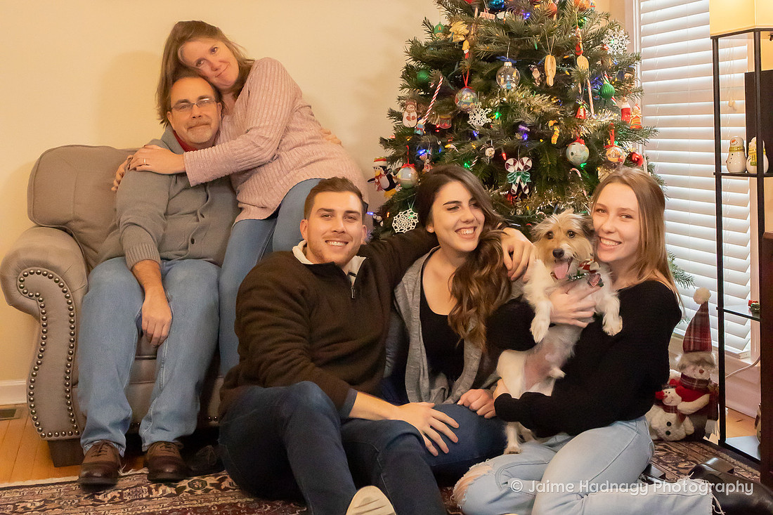 Family Photos In Front Of The Christmas Tree | Asheville Photographer