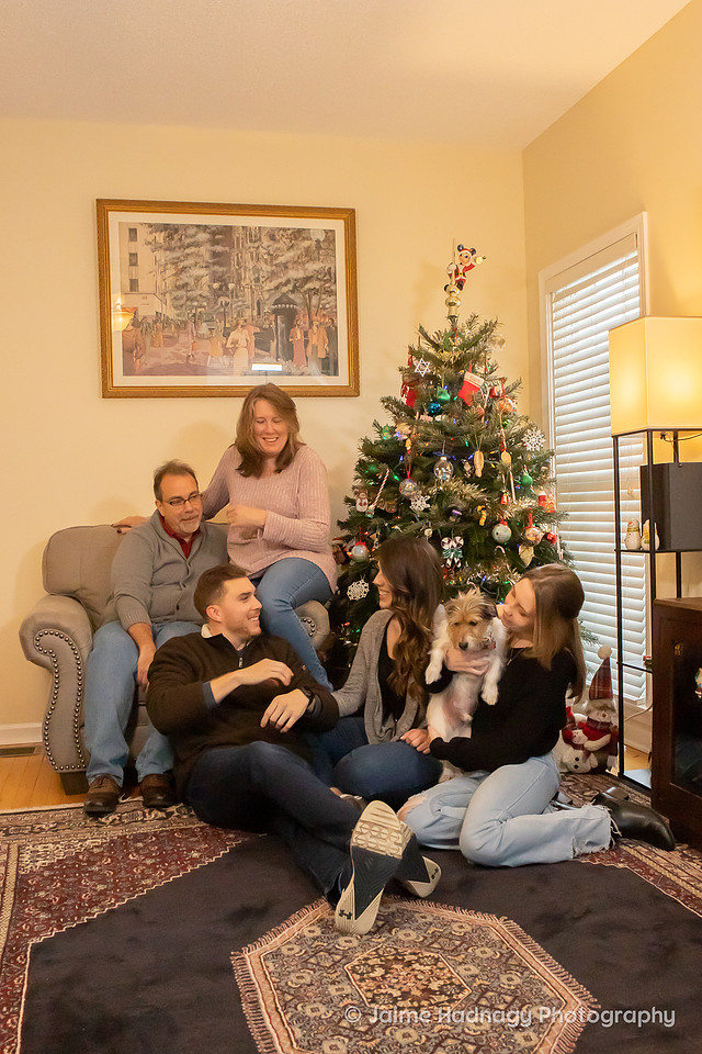 Family Photos In Front Of The Christmas Tree | Asheville Photographer