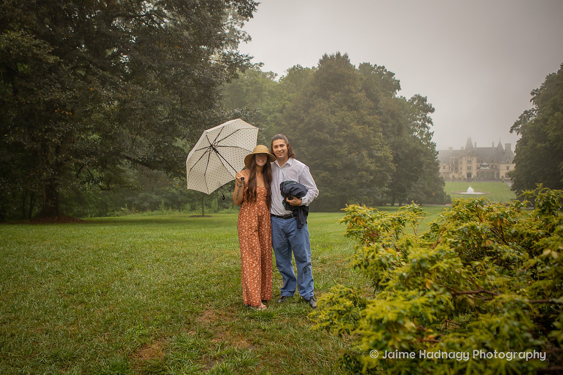 Proposing in the rain at the Biltmore Estate | Asheville Engagement Photographer