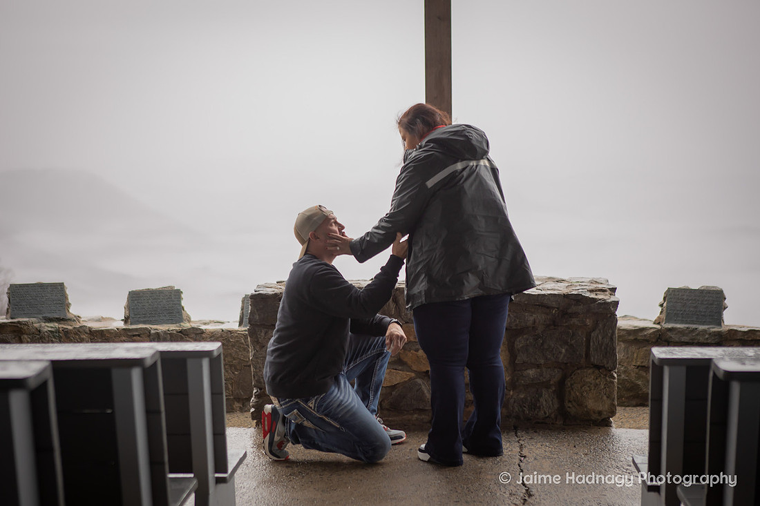 Rainy Day Proposal at Pretty Place | Asheville Photographer