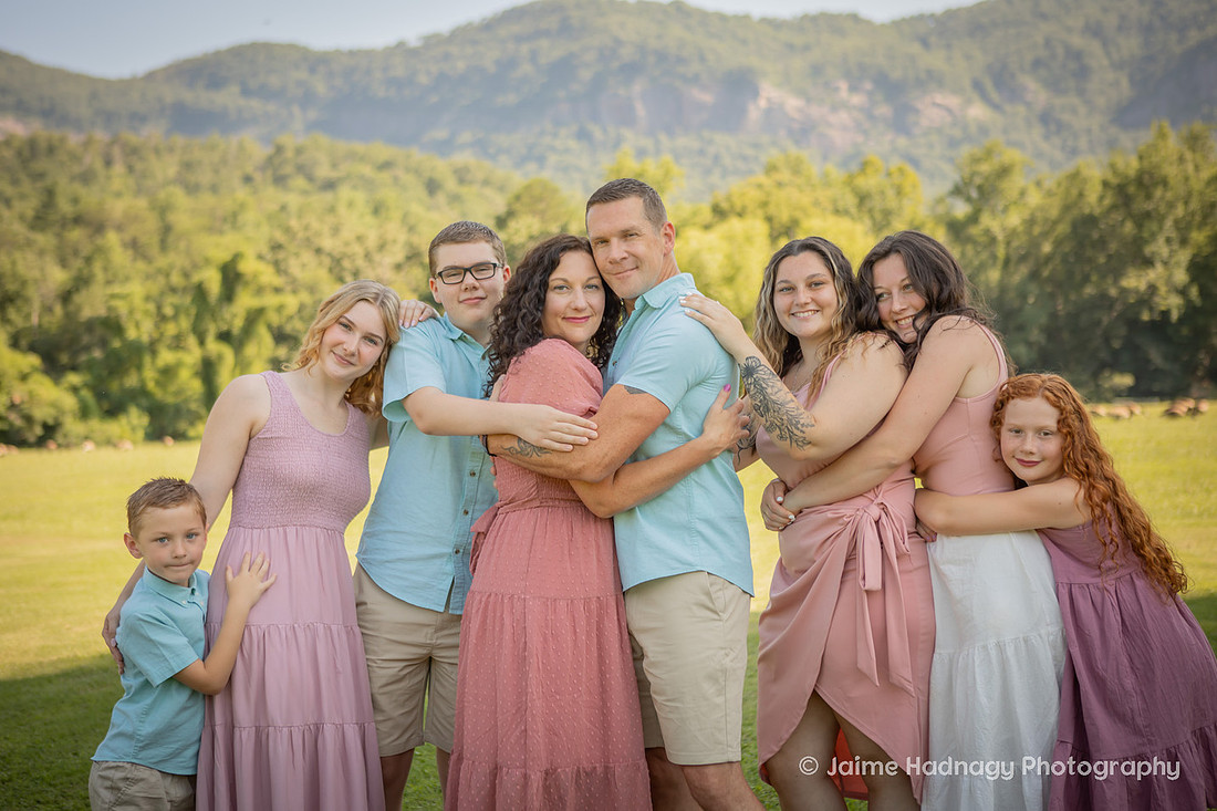 Outdoor Family Photoshoot with Pastel Colors in the mountains | Asheville Photographer