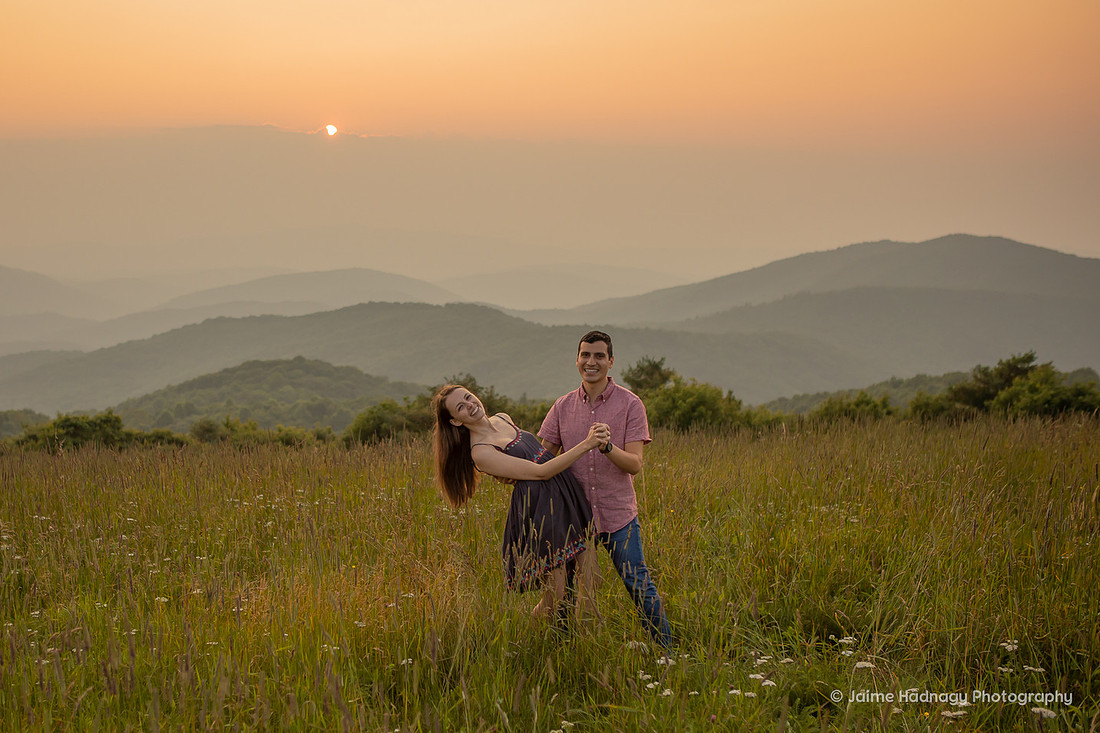 Sunset Proposal at Max Patch | Asheville Photographer | Fur Baby | Hiking Engagement