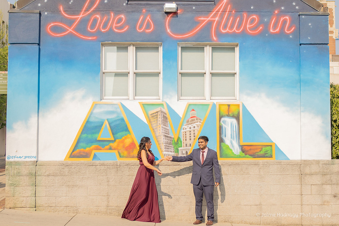 Spicer Green Jewelers Mural Love is Alive in AVL Engagement Photos