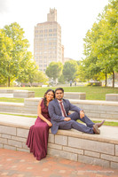 couple sitting together in pack square park in downtown asheville