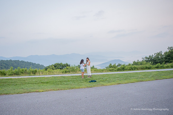 two women looking at the mountains on the blue ridge parkway
