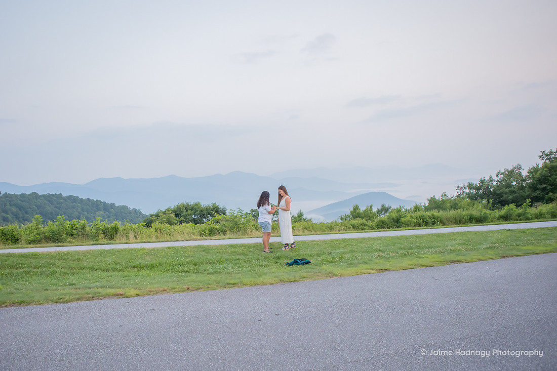 Blue Ridge Parkway Sunrise Morning Surprise Proposal | Asheville Photographer