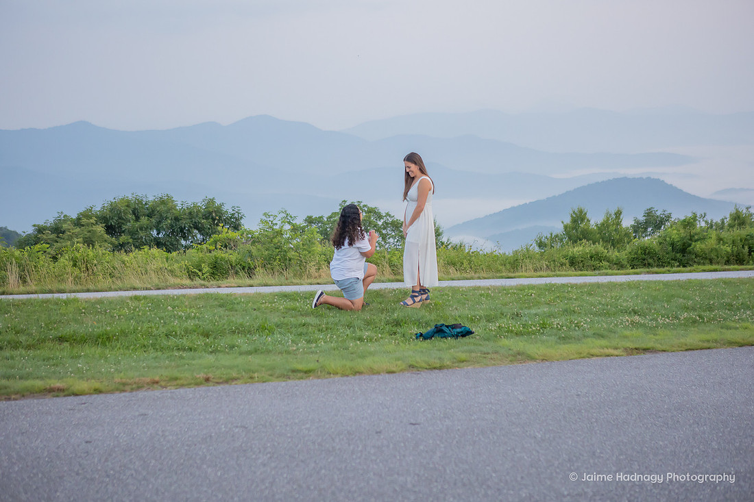 Blue Ridge Parkway Sunrise Morning Surprise Proposal | Asheville Photographer