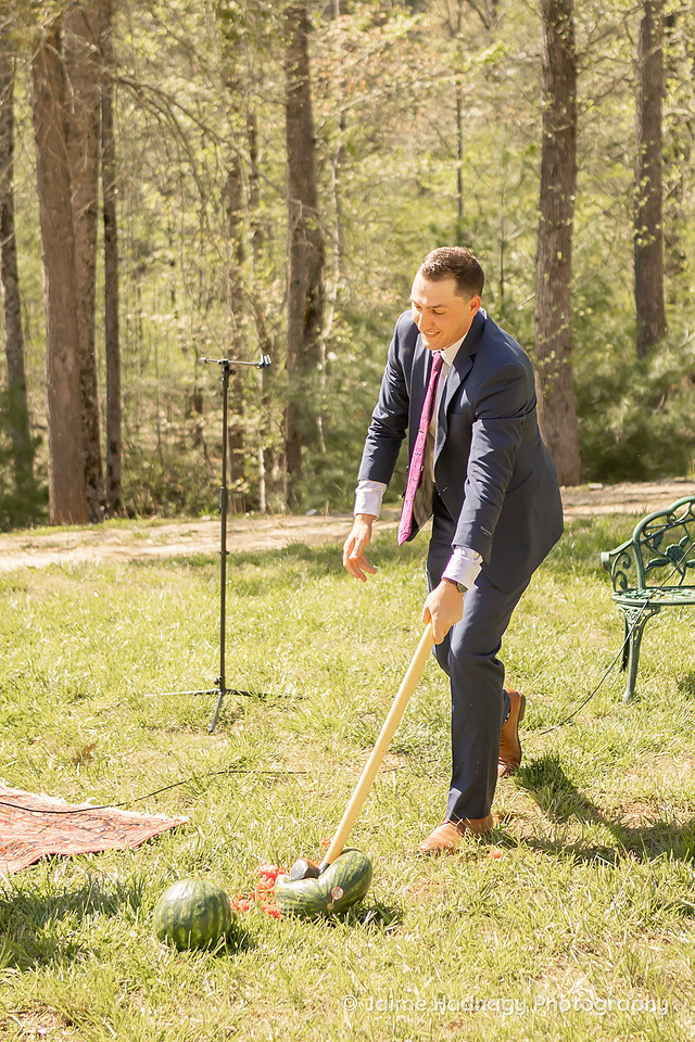 Watermelon Smashing Ceremony at Wedding | Asheville Photographer
