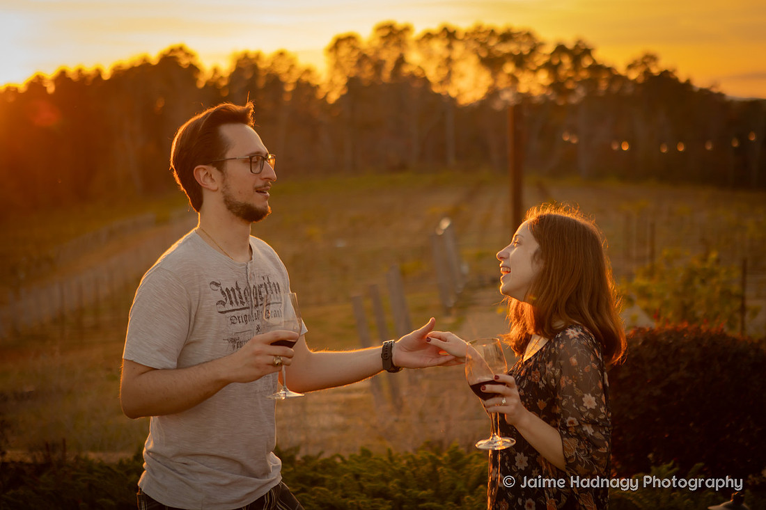Sunset Engagement Photos at Mountain Brook Vineyards | Asheville Photographer