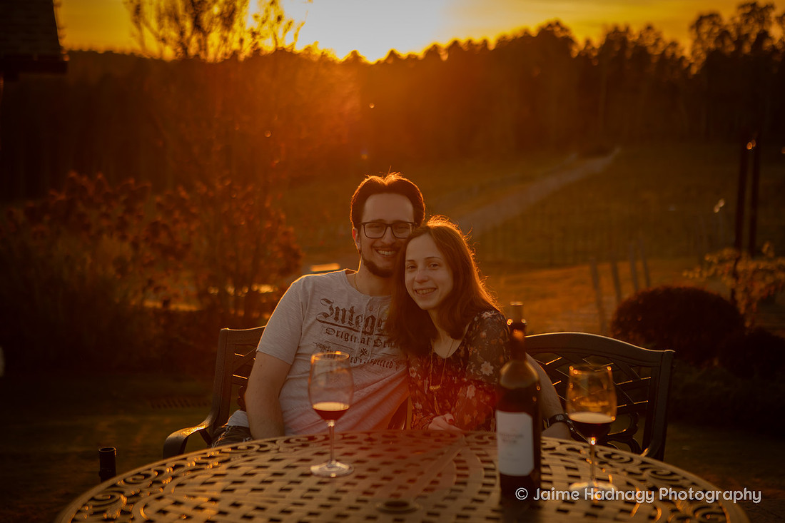 Sunset Engagement Photos at Mountain Brook Vineyards | Asheville Photographer