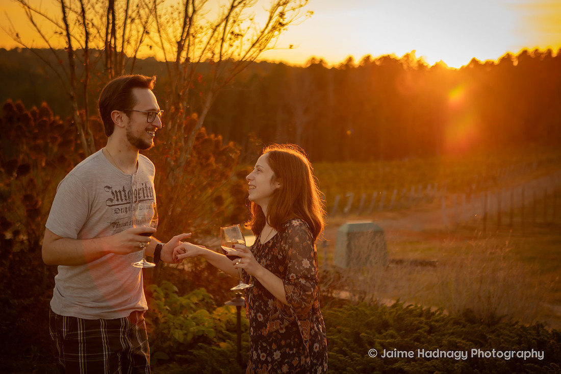 Beautiful Sunset Vineyard Engagement Session| Asheville Photographer