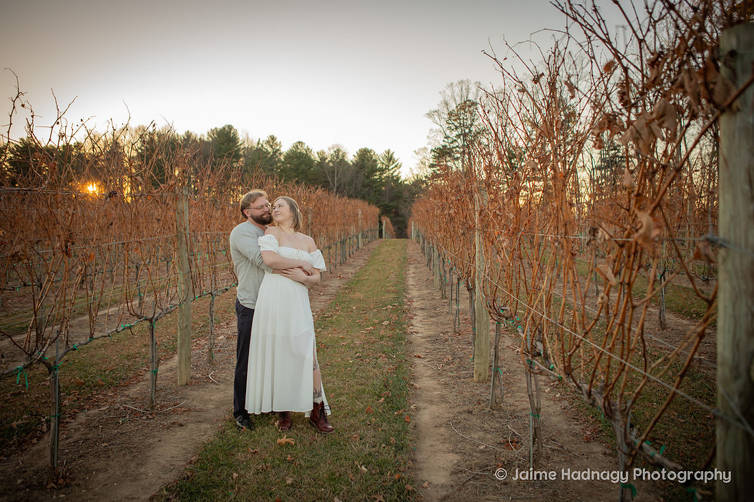 Beautiful Sunset Vineyard Proposal | Asheville Engagement Photographer