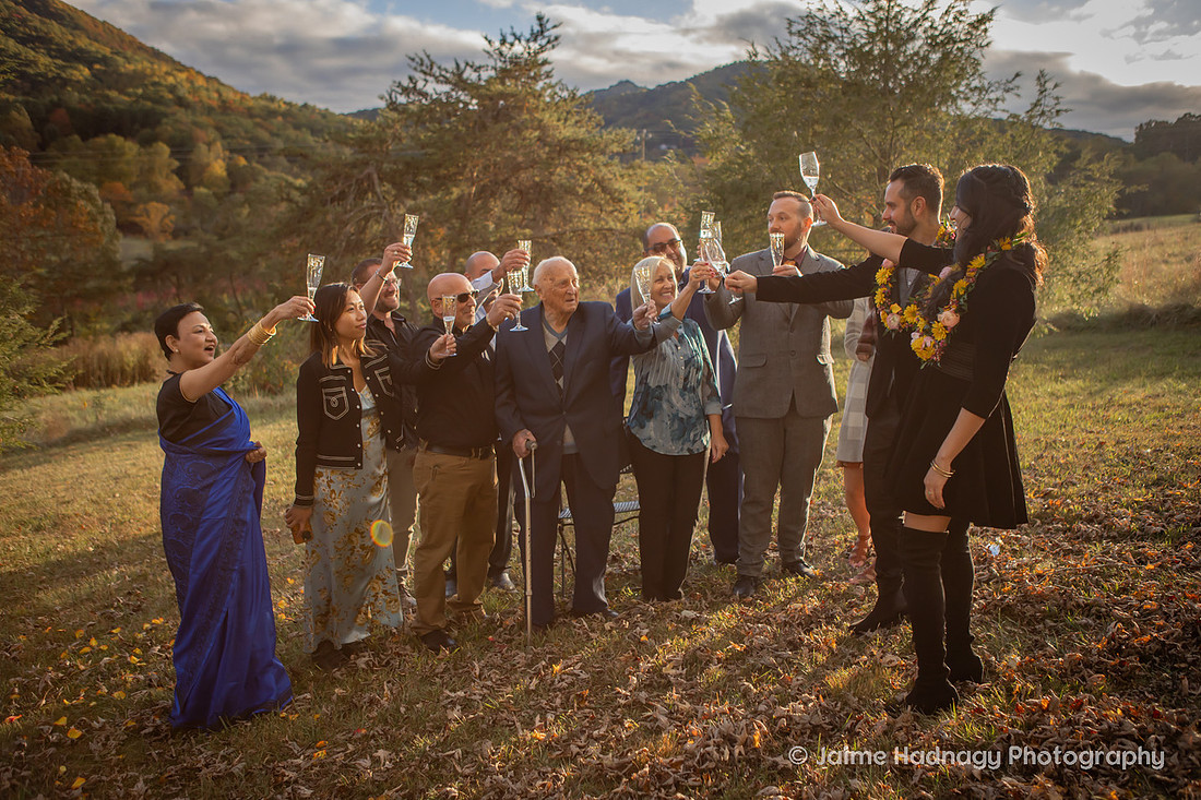 Bride and Groom Elopement in Black | Asheville Wedding Photographer