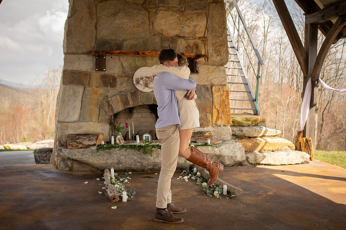 Surprise Proposal at Raven Rock Mountain in Hendersonville, NC | Engagement Photographer