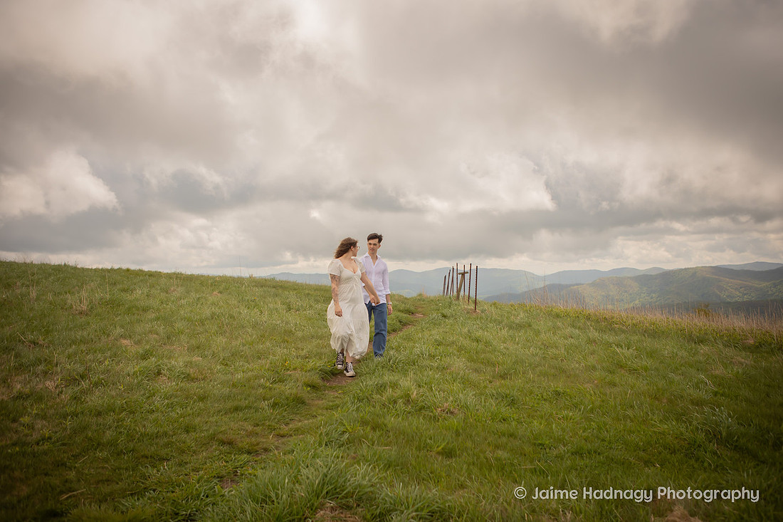 Playful Engagement Session in a field | Asheville Photographer