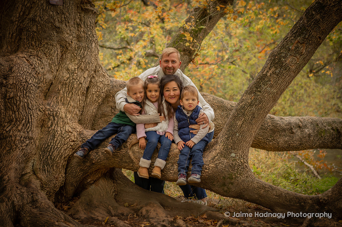Outdoor Family Photos in Asheville with 4 Year Old Triplets