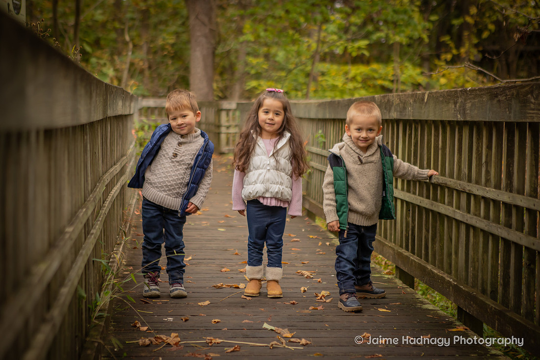 Outdoor Family Photos in Asheville with 4 Year Old Triplets