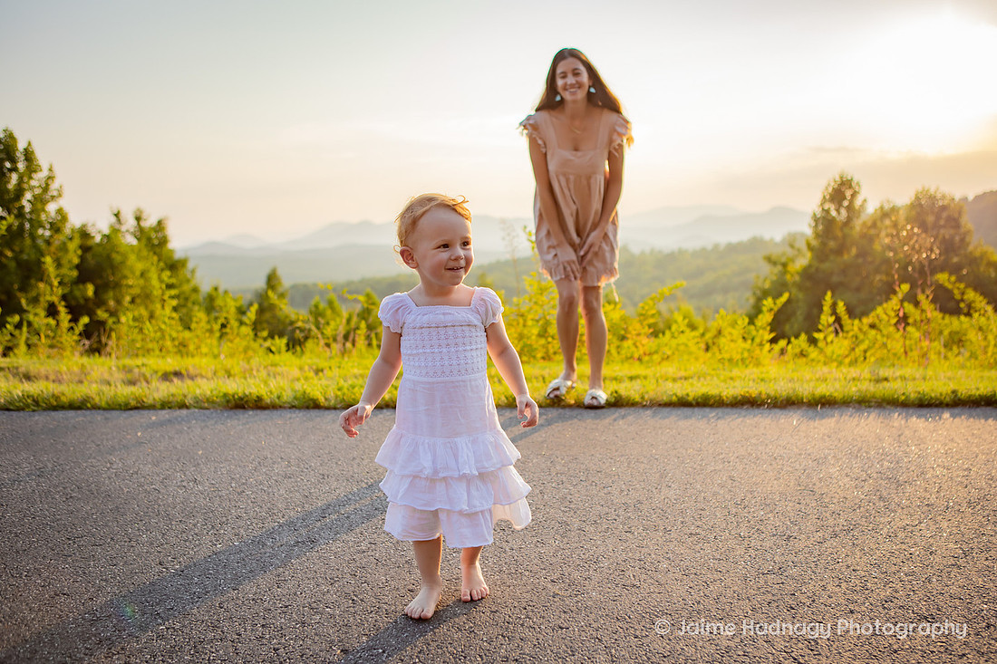 Outdoor Sunset Family Photos in the mountains | Asheville Photographer