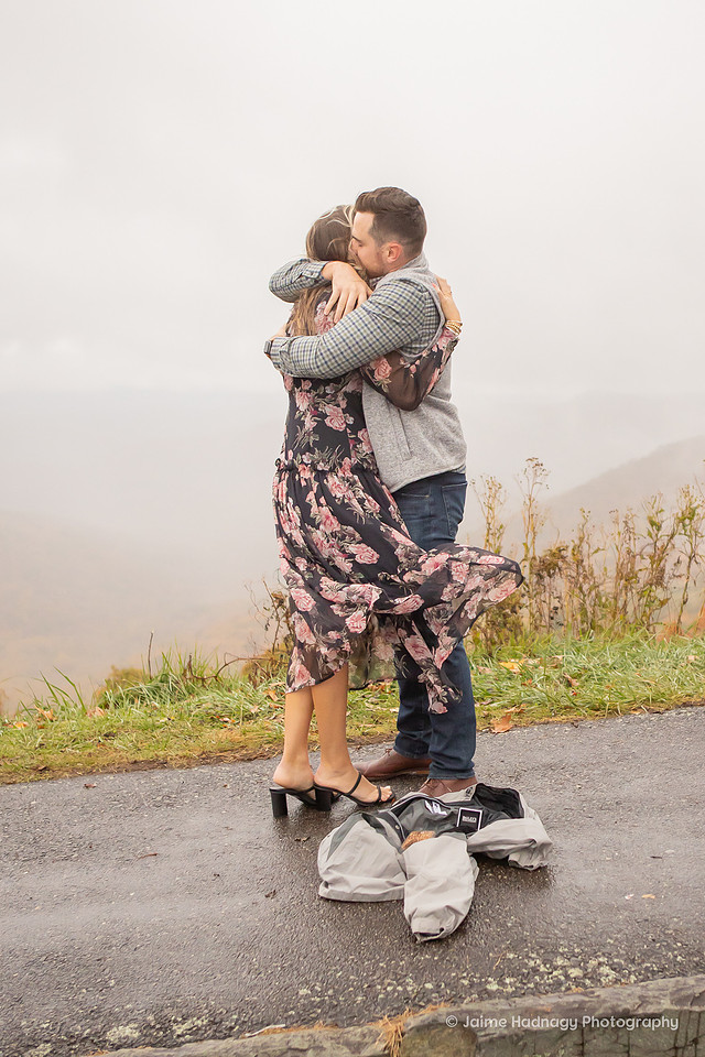 Surprise proposal photography near Asheville on the Blue Ridge Parkway