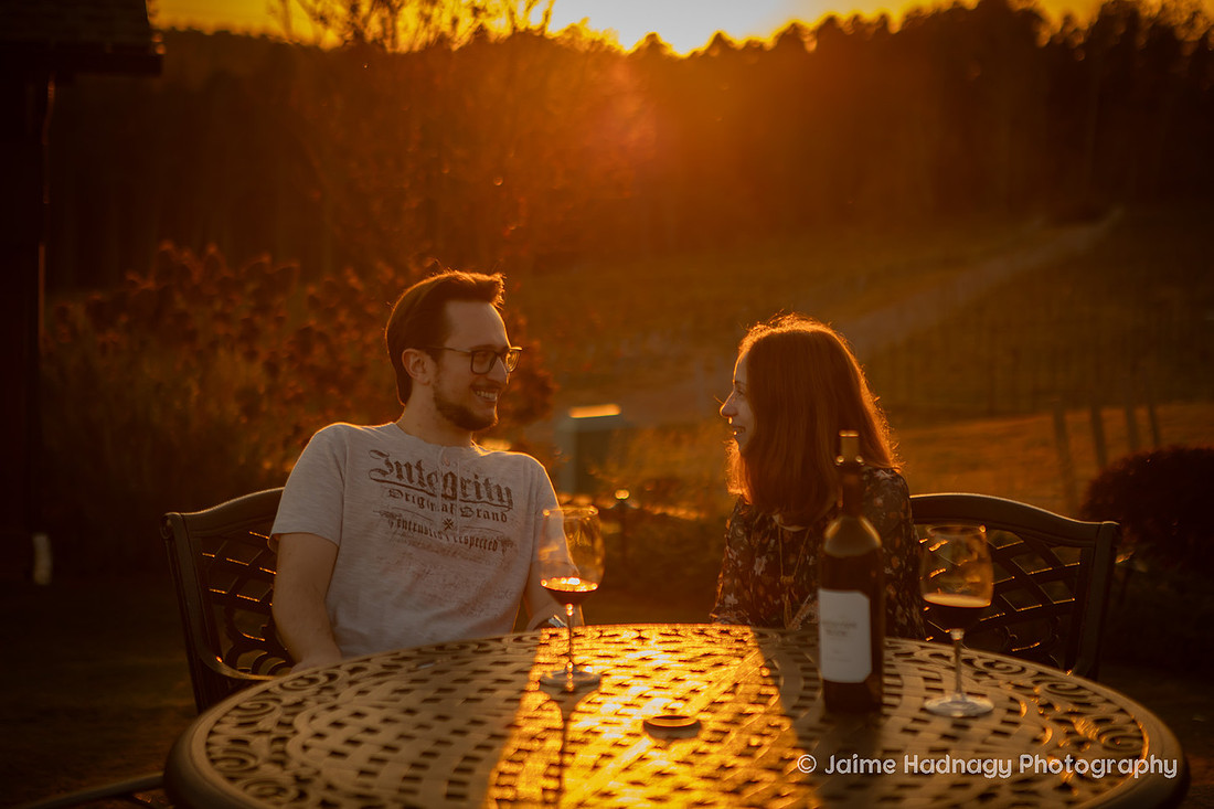 Sunset Engagement Photos at Mountain Brook Vineyards | Asheville Photographer