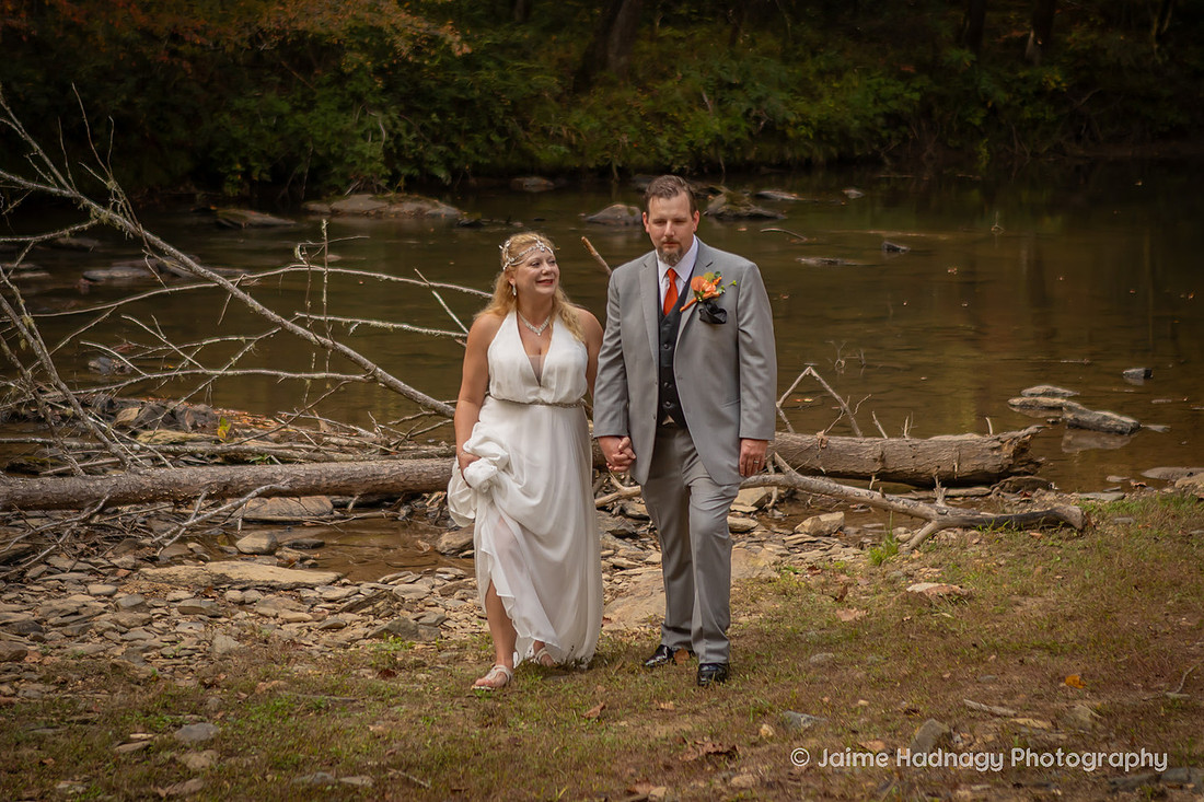 Bride and Groom by the River