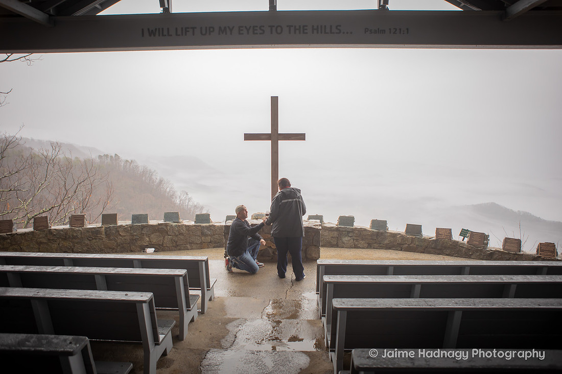 Rainy Day Proposal at Pretty Place | Asheville Photographer