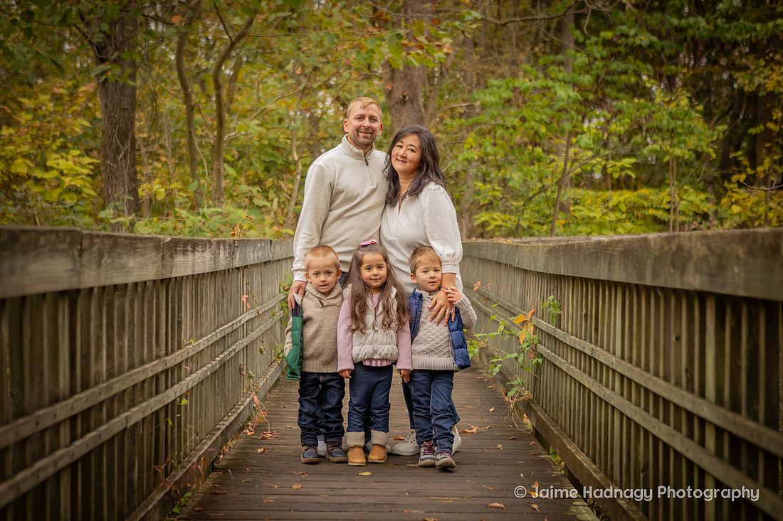 Outdoor Family Photos in Asheville with 4 Year Old Triplets