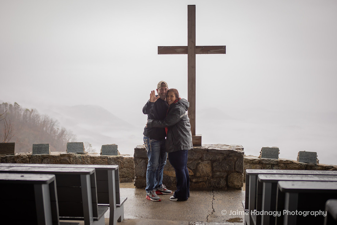 Engagement at Pretty Place in the Rain