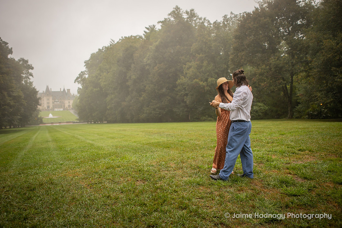 Rainy Engagement Photography at The Biltmore House | Asheville Proposal Photographer