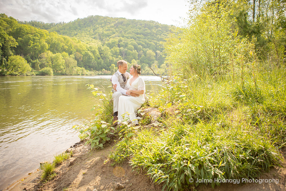 Nature Wedding | Asheville Elopement Photographer | Micro Wedding at Hot Springs NC by the French Broad RIver