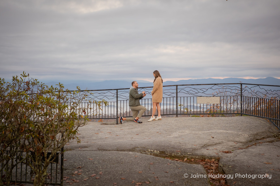 Morning Surprise Proposal at Jump Off Rock | Asheville Engagement Photographer