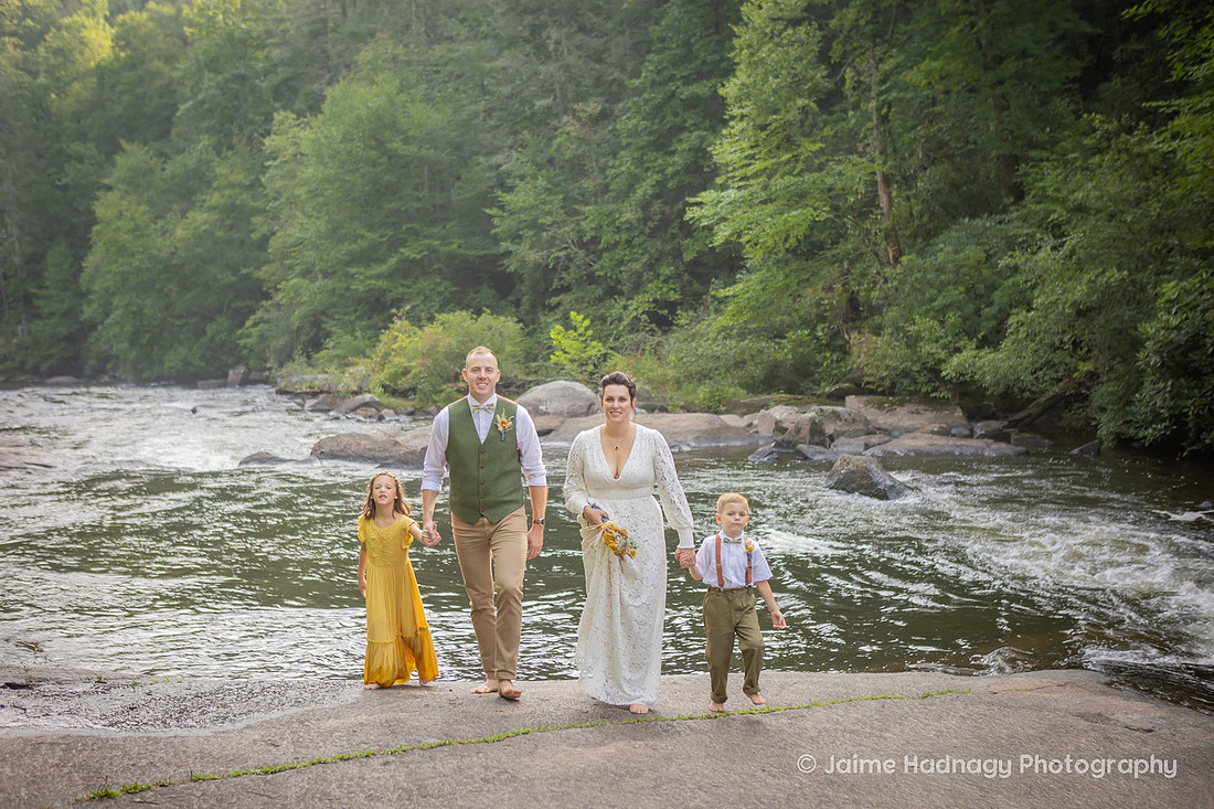 Wedding Day Bridal Portraits at Triple Falls in Brevard NC | Asheville Elopement Photographer