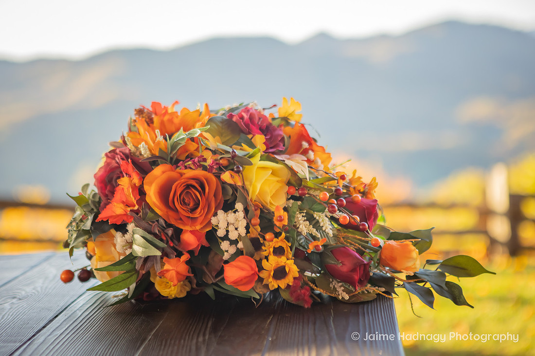 Rustic Wedding in the mountains in the fall | Asheville Wedding Photographer