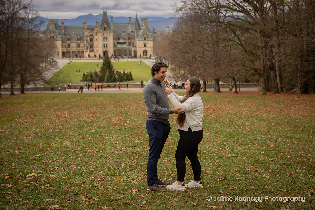 Surprise Proposal on Diana Hill at the Biltmore Estate | Asheville Engagement Photographer