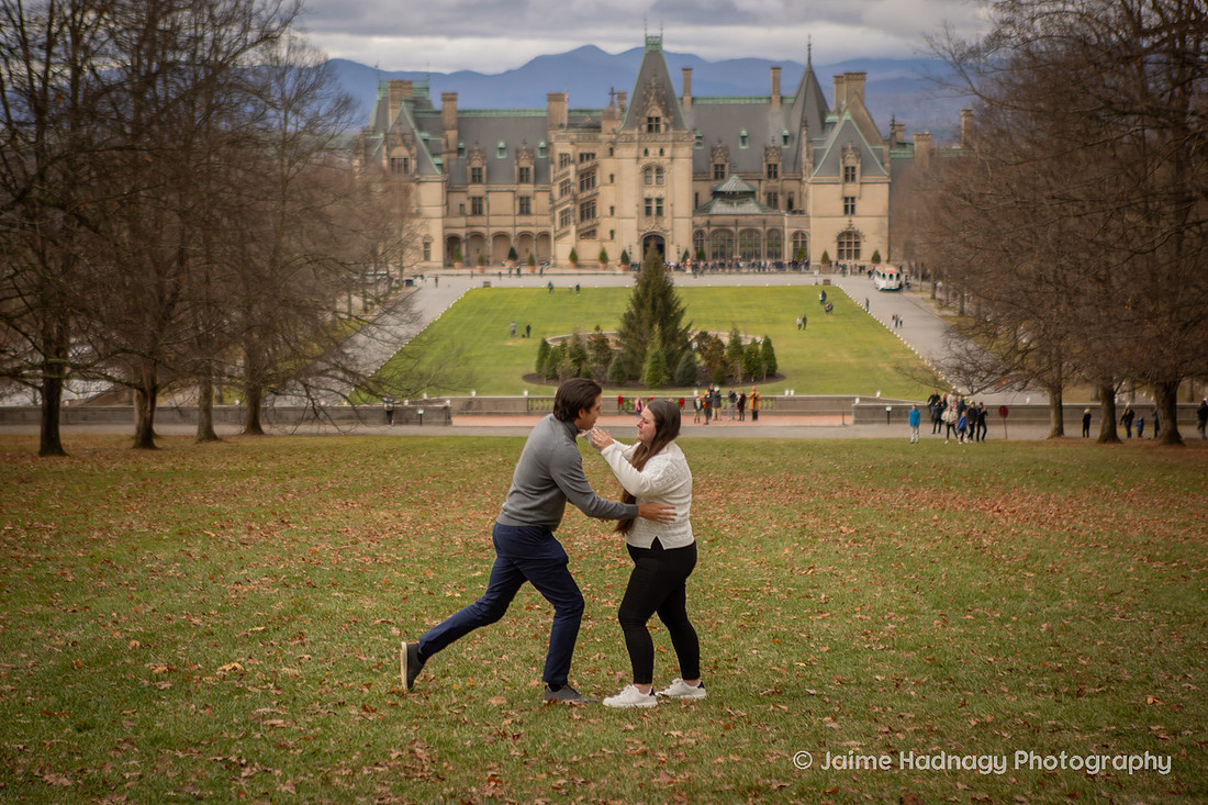 Surprise Proposal on Diana Hill at the Biltmore Estate | Asheville Engagement Photographer