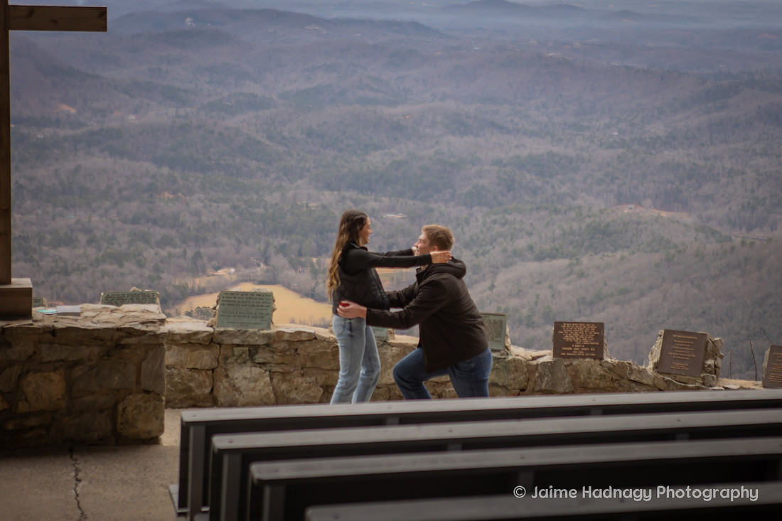 Surprise Winter Proposal at Pretty Place | Asheville Engagement Photographer