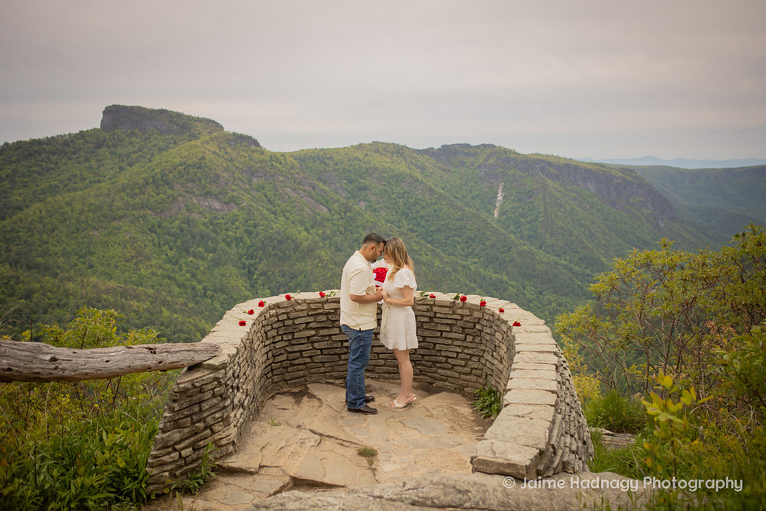 Gorgeous Mountain Proposal at Wiseman's View in Linville, NC | WNC Engagement Photographer