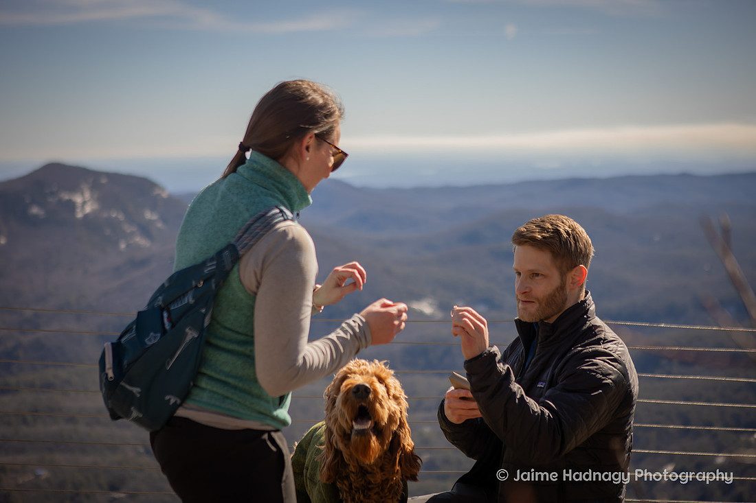 Winter Hiking Proposal | Cashiers Engagement Photographer
