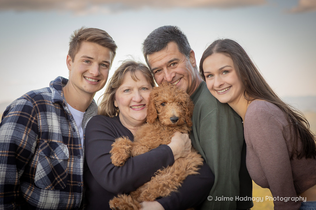 Labradoodle Puppy in Family Photos in the Mountains | Asheville Family Pet Photographer