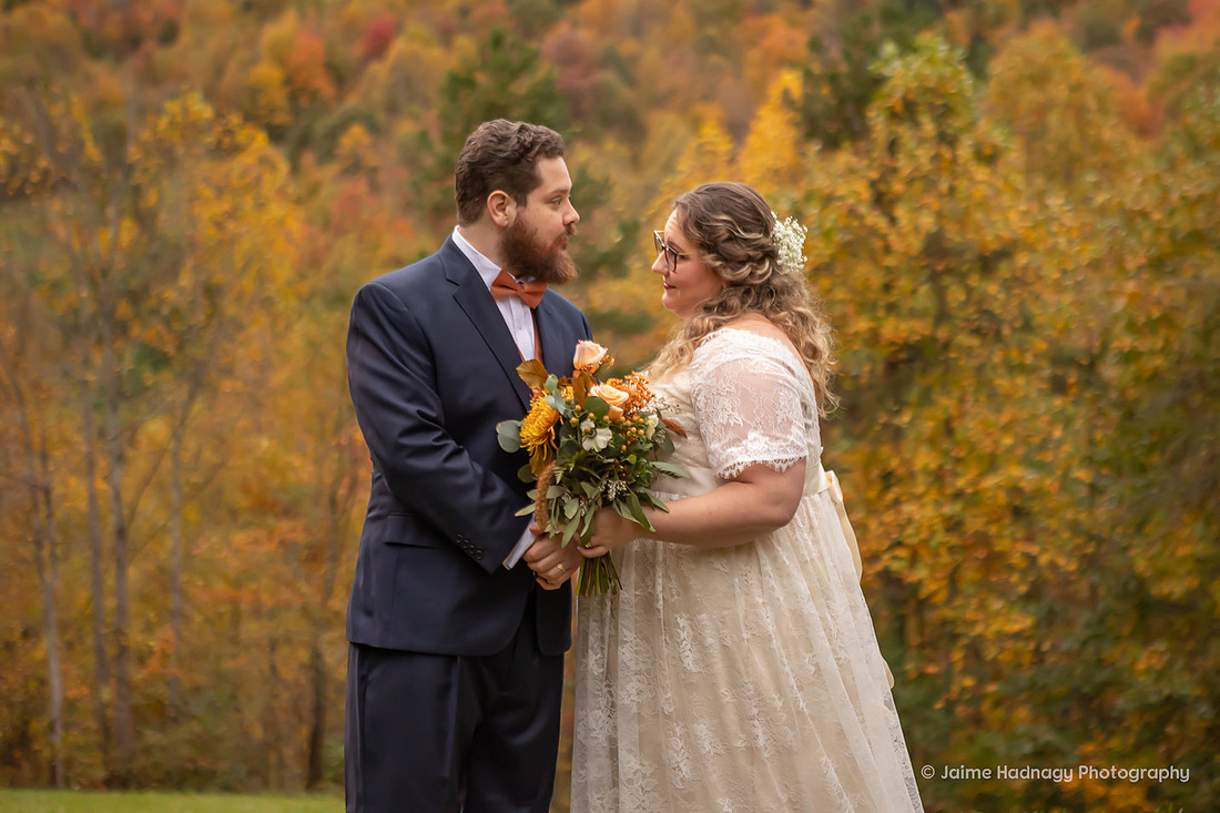 Wedding Photographer in Asheville Mountains | Beautiful Fall Leaves