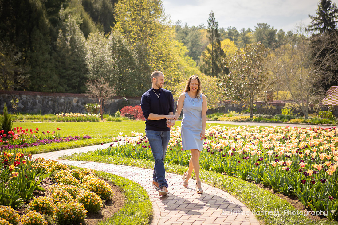 Couple Walking in Tulip Garden of Biltmore Estate